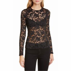 L’Agence Annika Lace Top Black Size Small